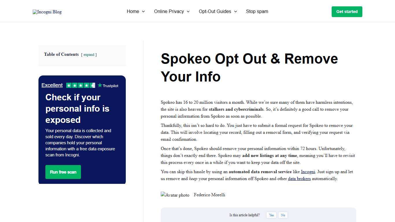 Spokeo Opt Out & Remove Your Info [2026] Incogni