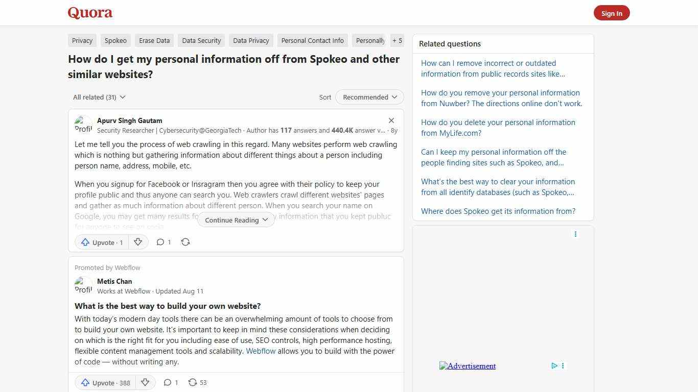 How to get my personal information off from Spokeo and other similar websites - Quora